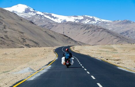 Bike riding in Leh Manali Highway, Pang